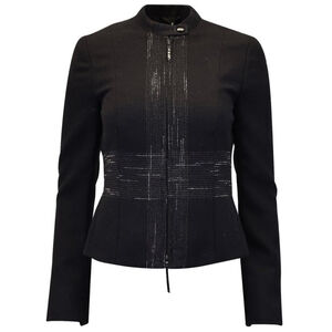 Akris Punto Black Wool Jacket Zip Up Fall, Plus Size 14